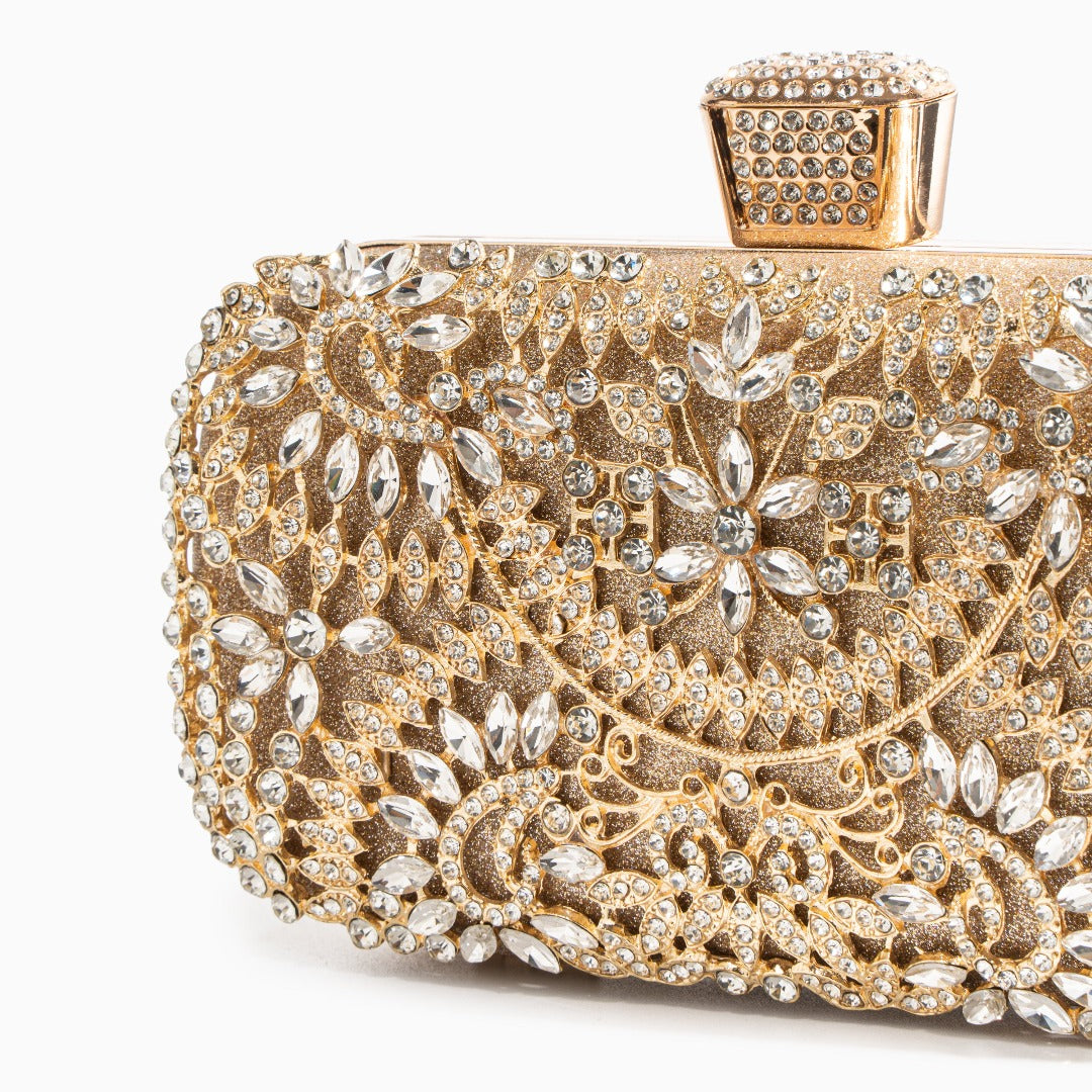 Flower Crystal Evening Clutch Bag - Dazzling Design for Formal Events