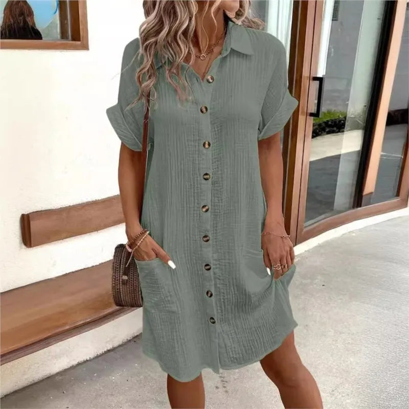 Marielle | Lightweight Linen Button Dress