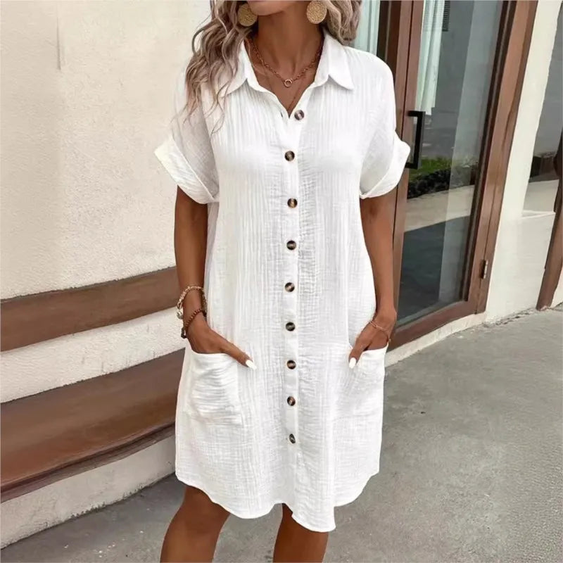 Marielle | Lightweight Linen Button Dress
