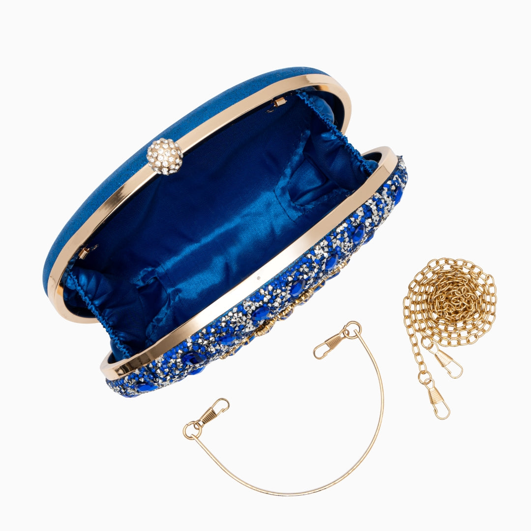 Diamond Rhinestone Clutch Bag - PU Leather Evening Purse with Adjustable Strap