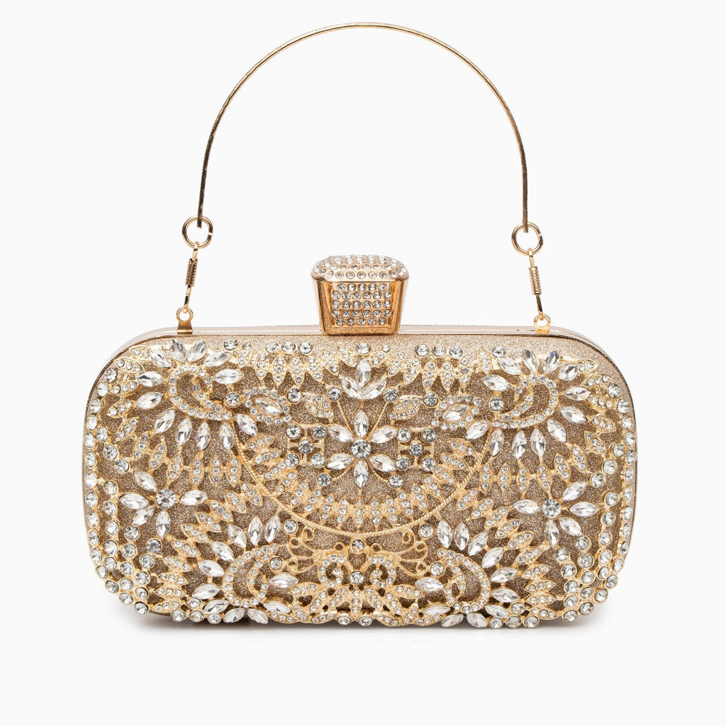 Flower Crystal Evening Clutch Bag - Dazzling Design for Formal Events