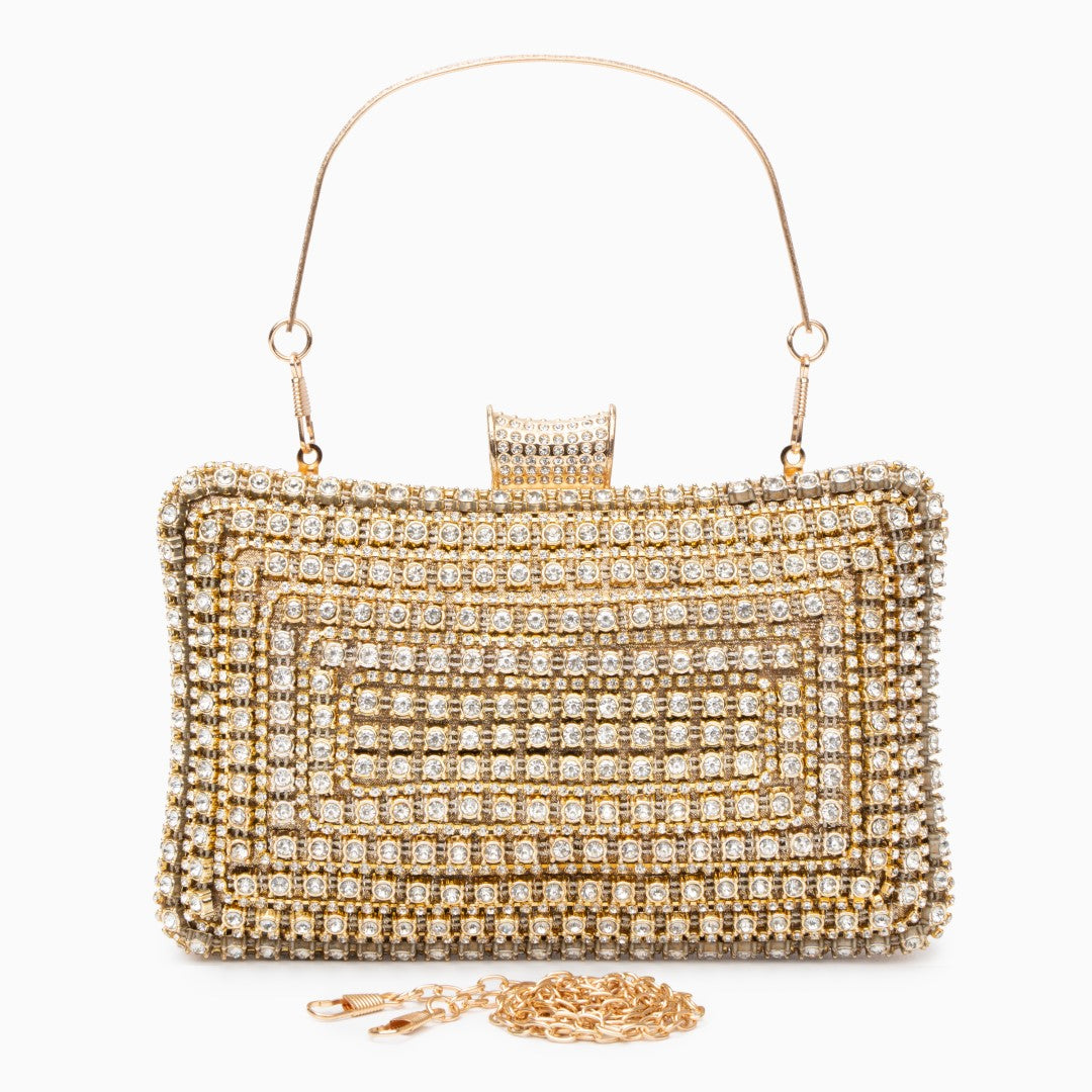 Glitter Evening Clutch Bag with Detachable Chain Strap for Weddings and Parties