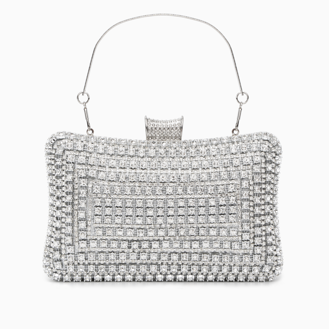 Glitter Evening Clutch Bag with Detachable Chain Strap for Weddings and Parties