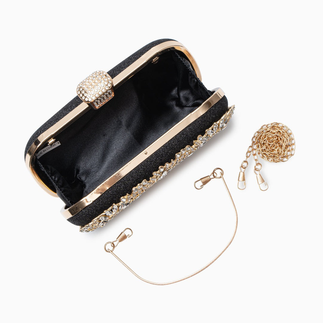 Flower Crystal Evening Clutch Bag - Dazzling Design for Formal Events