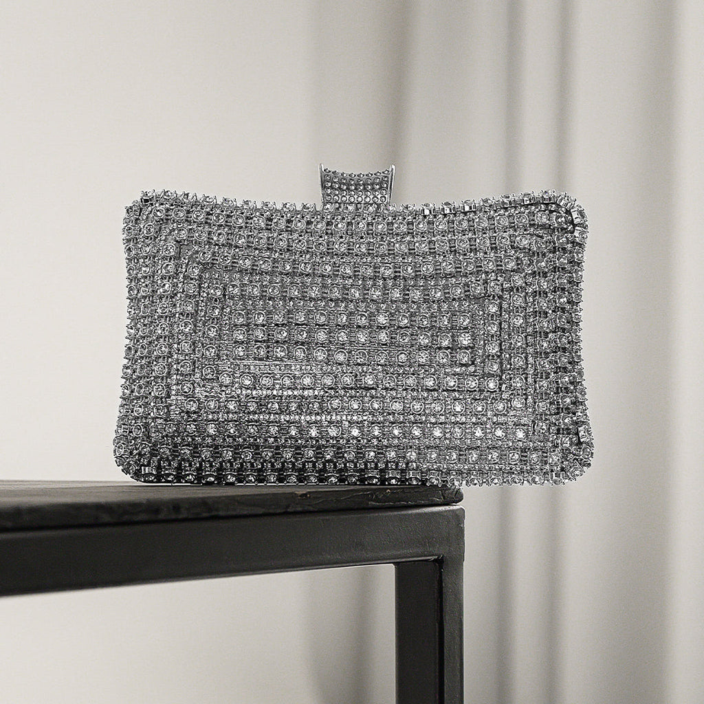 Glitter Evening Clutch Bag with Detachable Chain Strap for Weddings and Parties