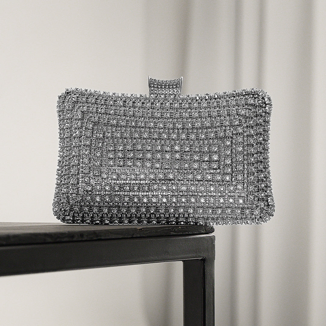 Glitter Evening Clutch Bag with Detachable Chain Strap for Weddings and Parties