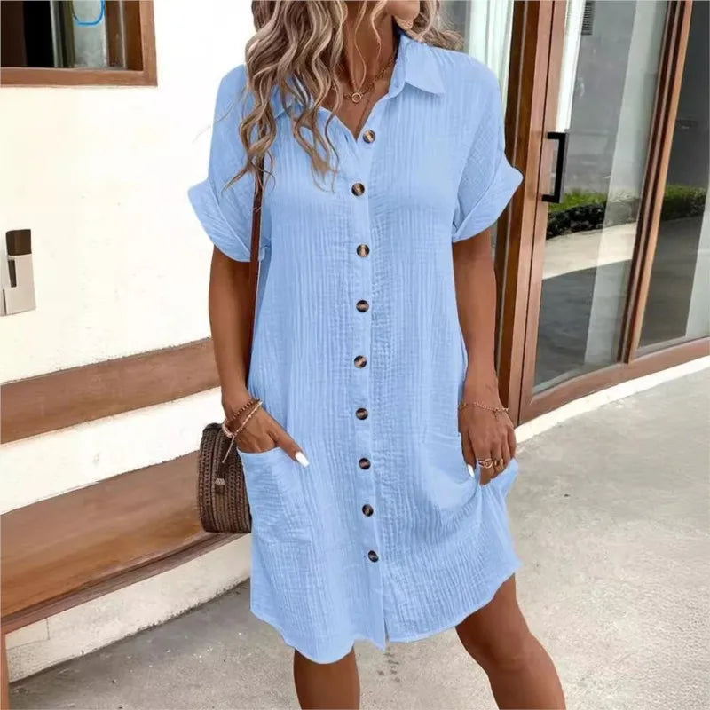 Marielle | Lightweight Linen Button Dress