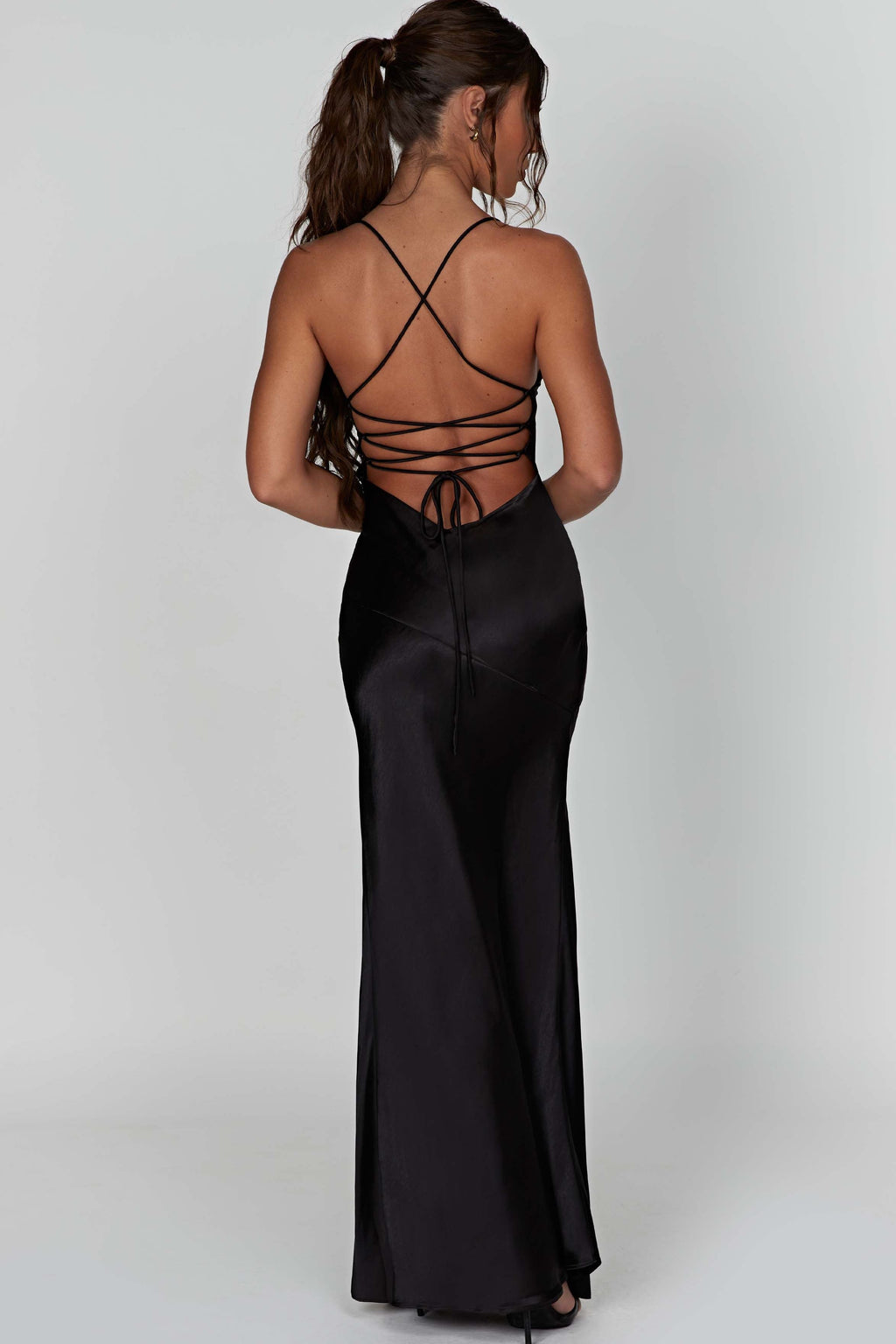 Bias-Cut Satin Maxi Dress with Plunging Neckline for Evening Events