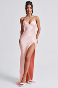 Bias-Cut Satin Maxi Dress with Plunging Neckline for Evening Events