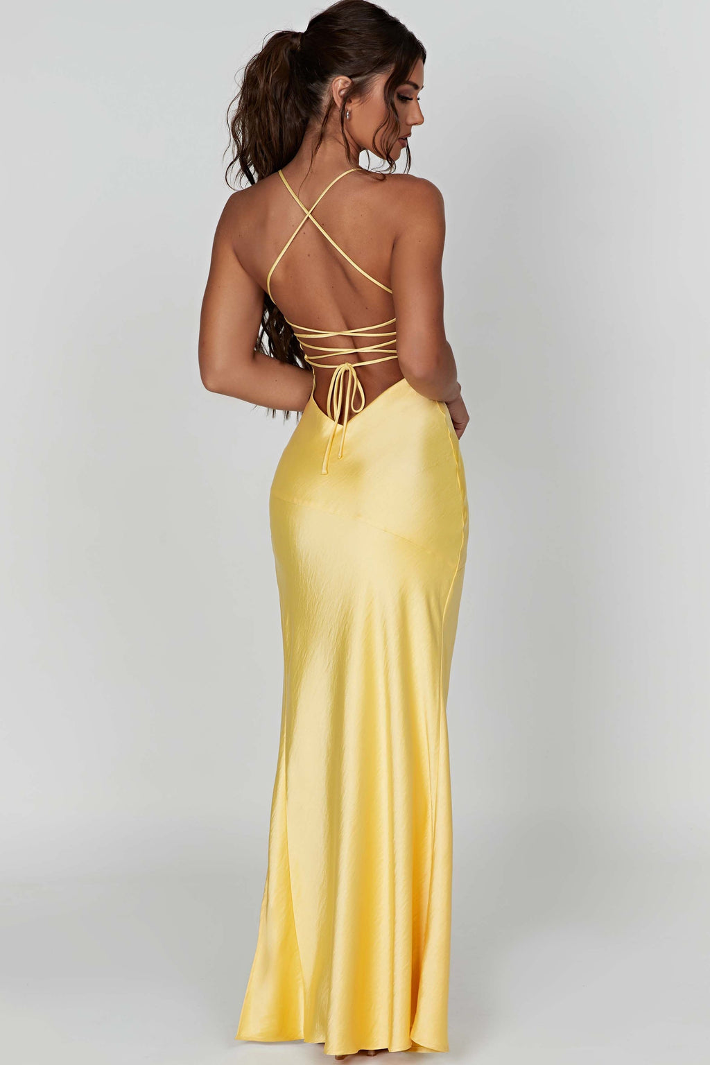 Bias-Cut Satin Maxi Dress with Plunging Neckline for Evening Events