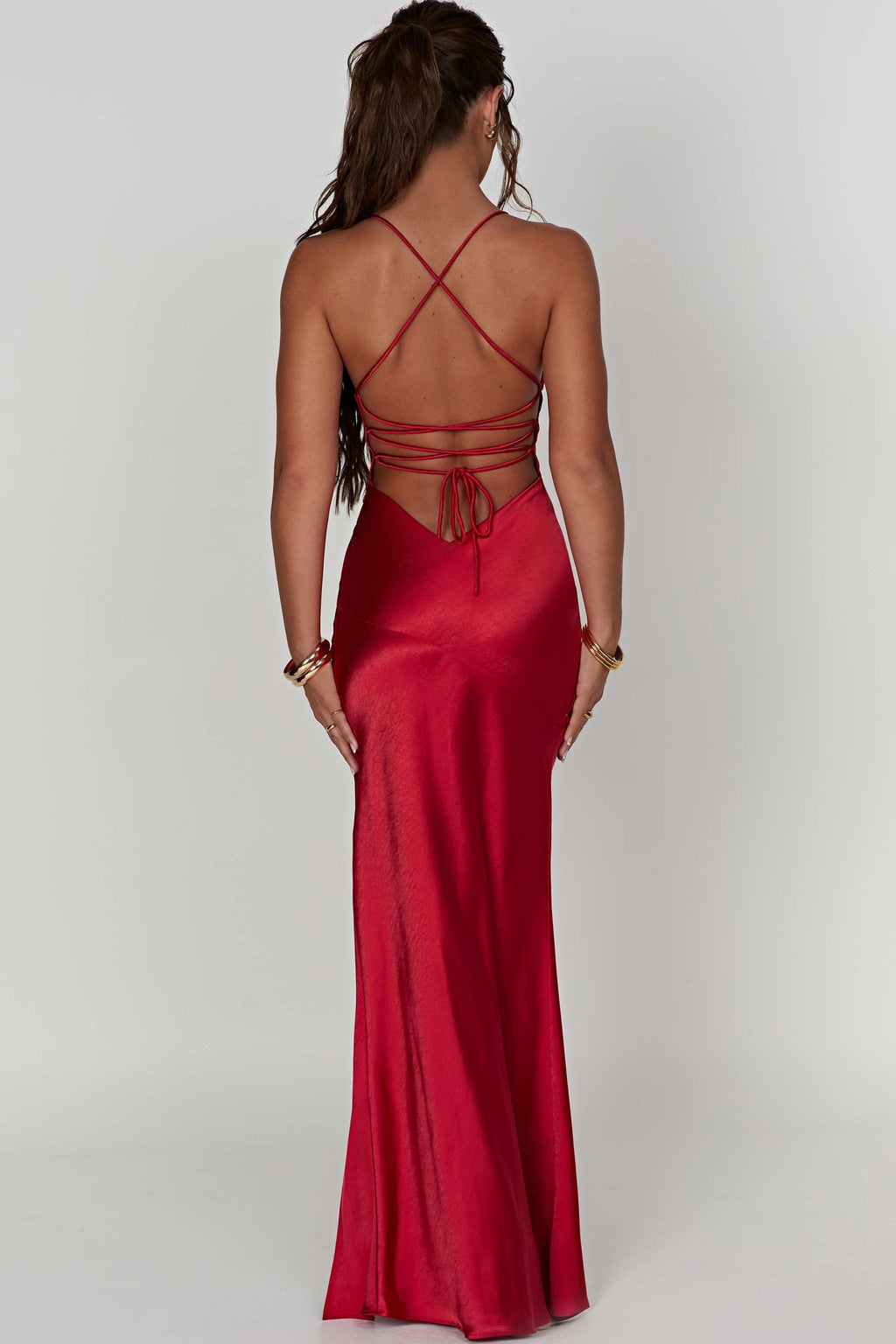 Bias-Cut Satin Maxi Dress with Plunging Neckline for Evening Events