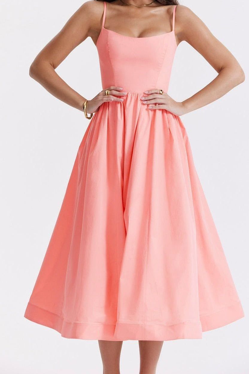 Sleeveless Open Back Midi Dress | Elegant Design for Special Occasions
