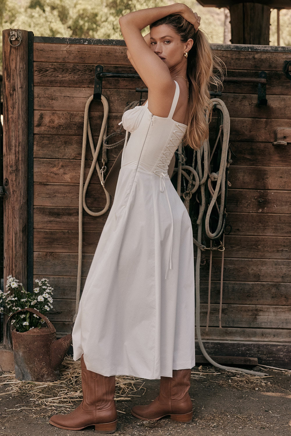 Ruched Bodice High Slit Midi Dress for Evening Events and Special Occasions