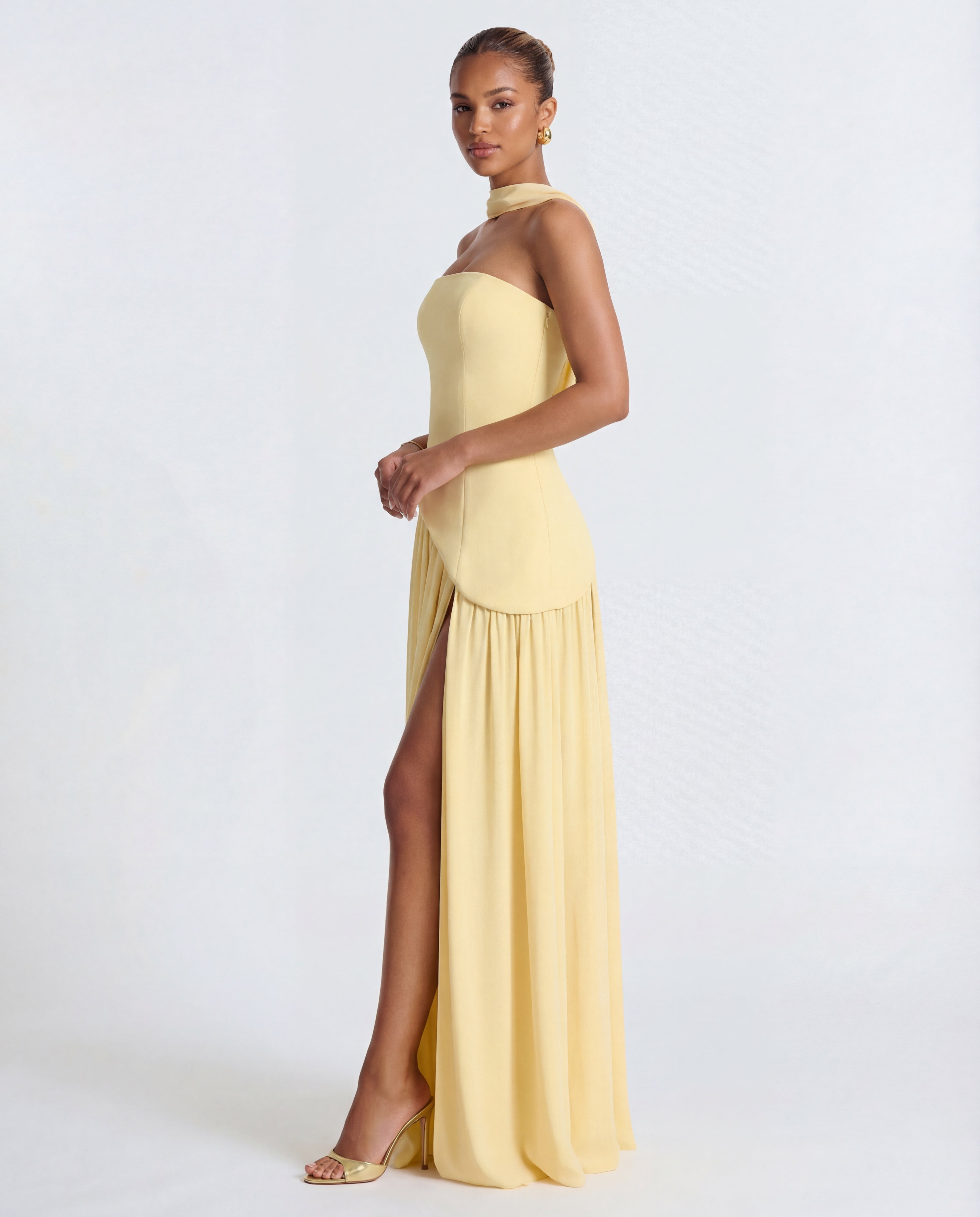 Strapless Maxi Dress with Thigh-High Split for Evening Events and Parties