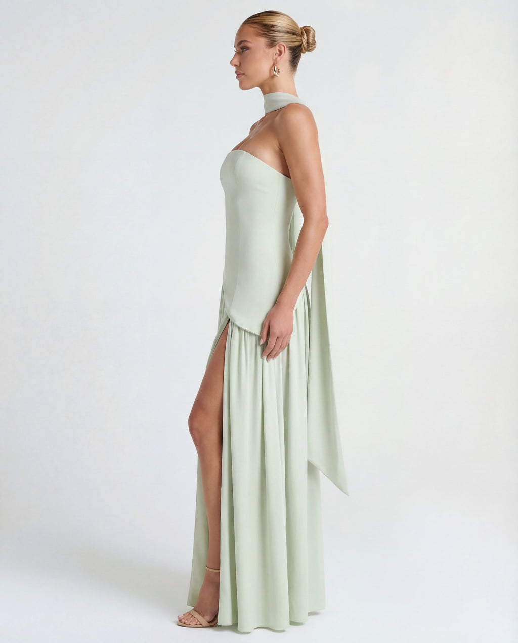 Strapless Maxi Dress with Thigh-High Split for Evening Events and Parties