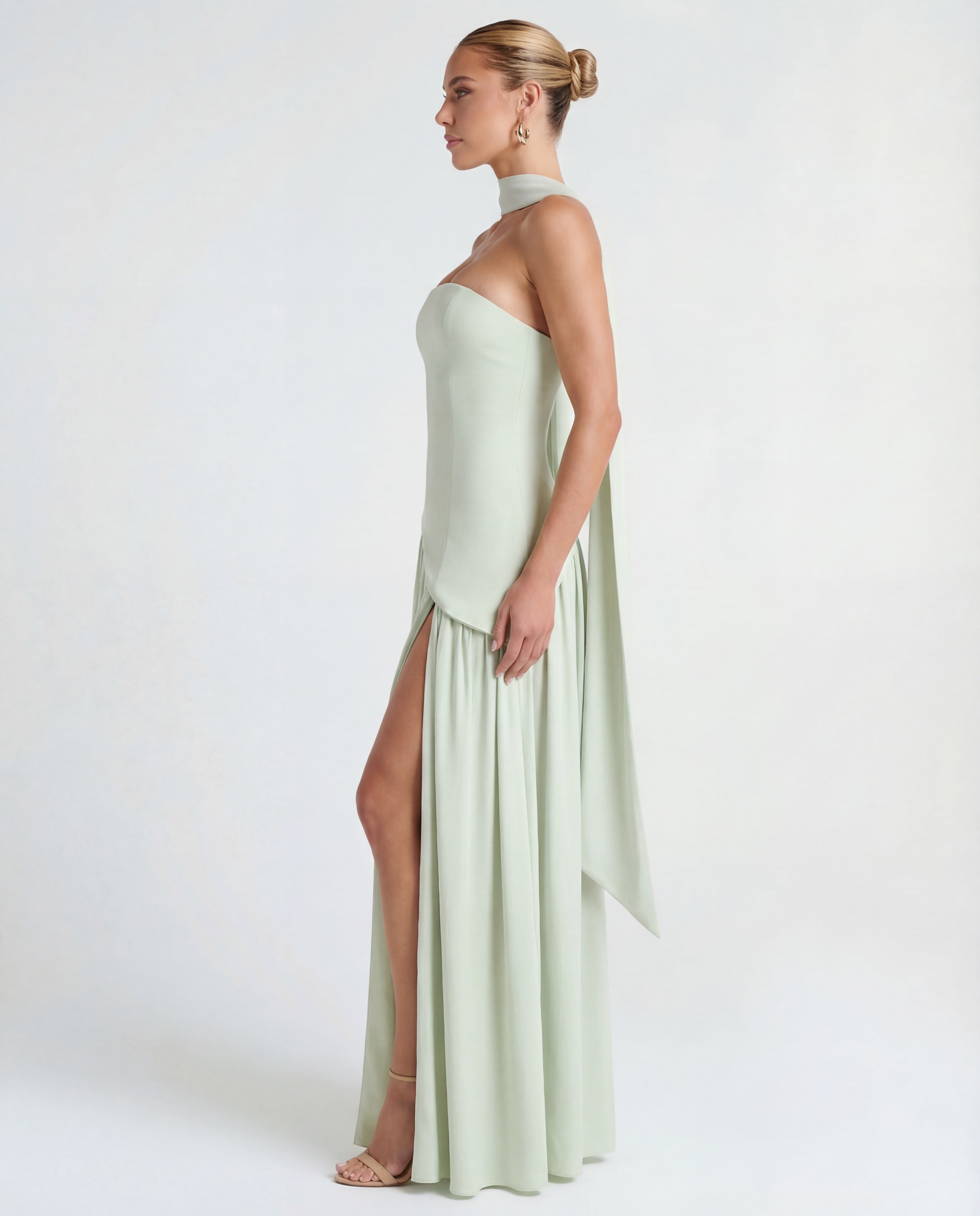 Strapless Maxi Dress with Thigh-High Split for Evening Events and Parties
