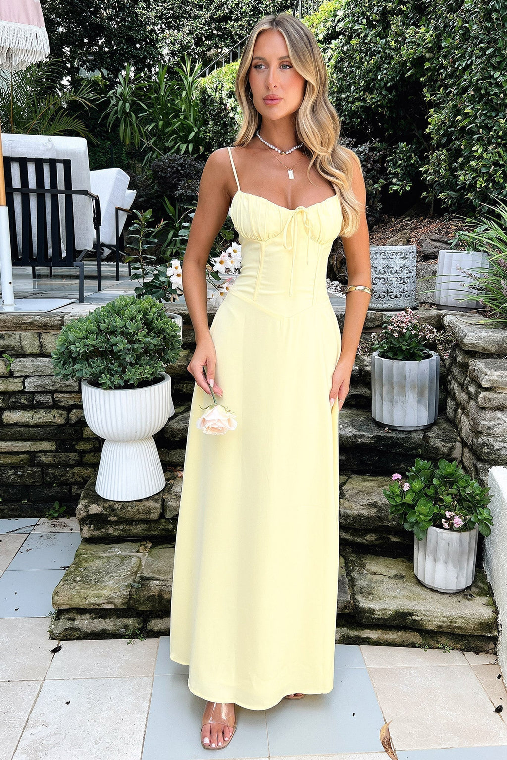 Sweetheart Tie-Front Flowy Maxi Dress for Women - Elegant Summer Outfit
