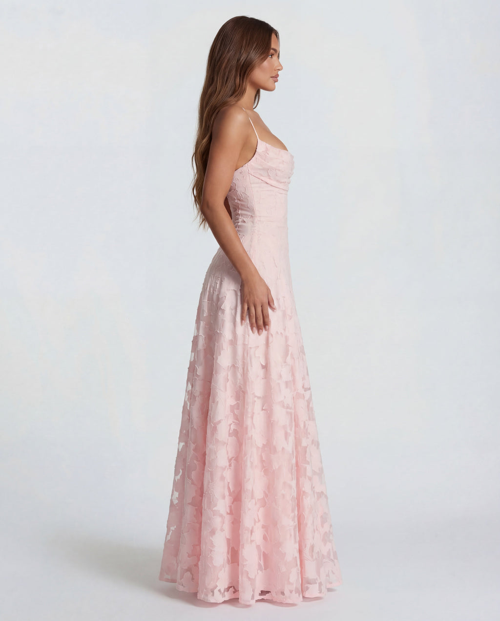 Floral Lace Maxi Dress with Spaghetti Straps and Straight Neckline for Women