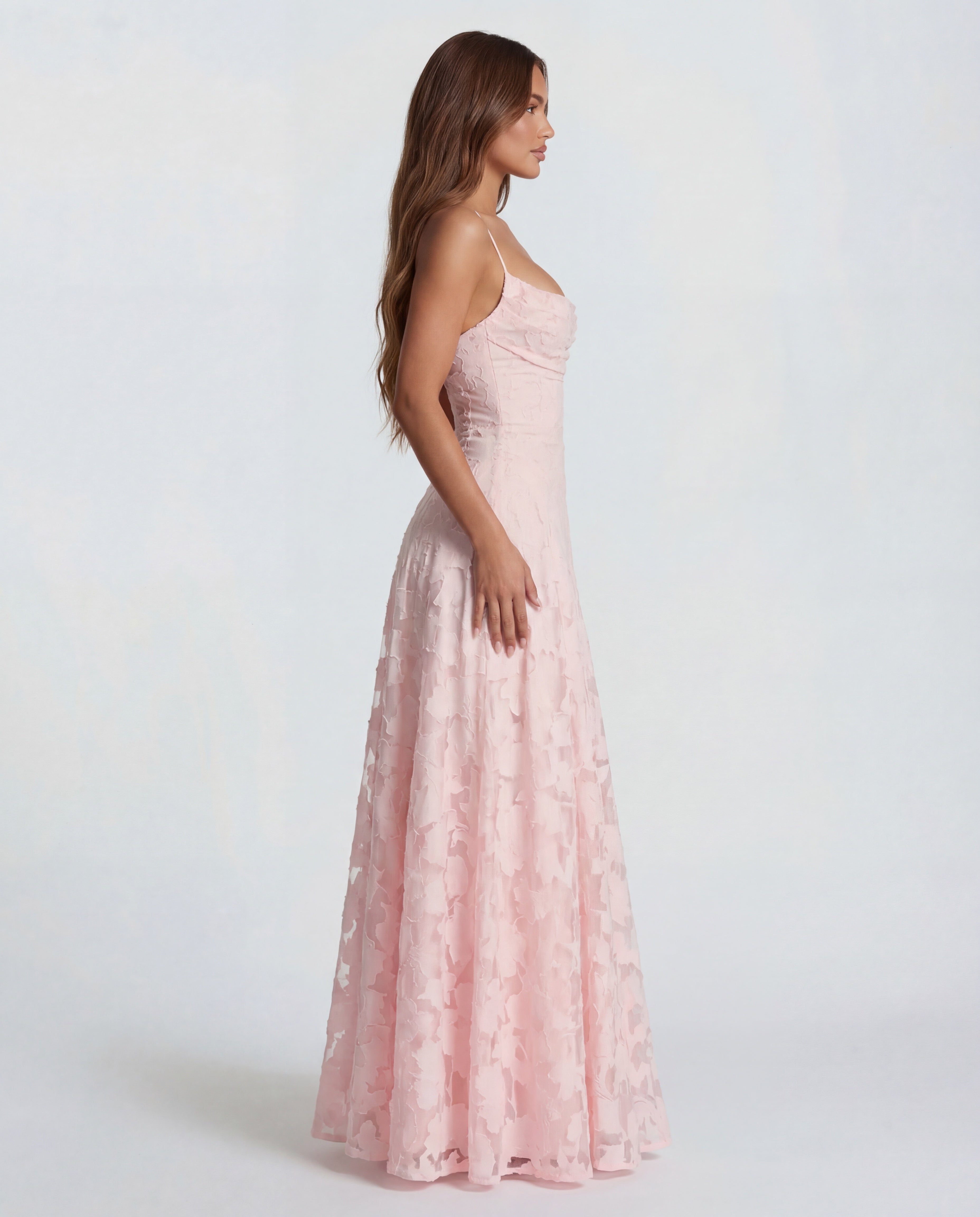 Floral Lace Maxi Dress with Spaghetti Straps and Straight Neckline for Women