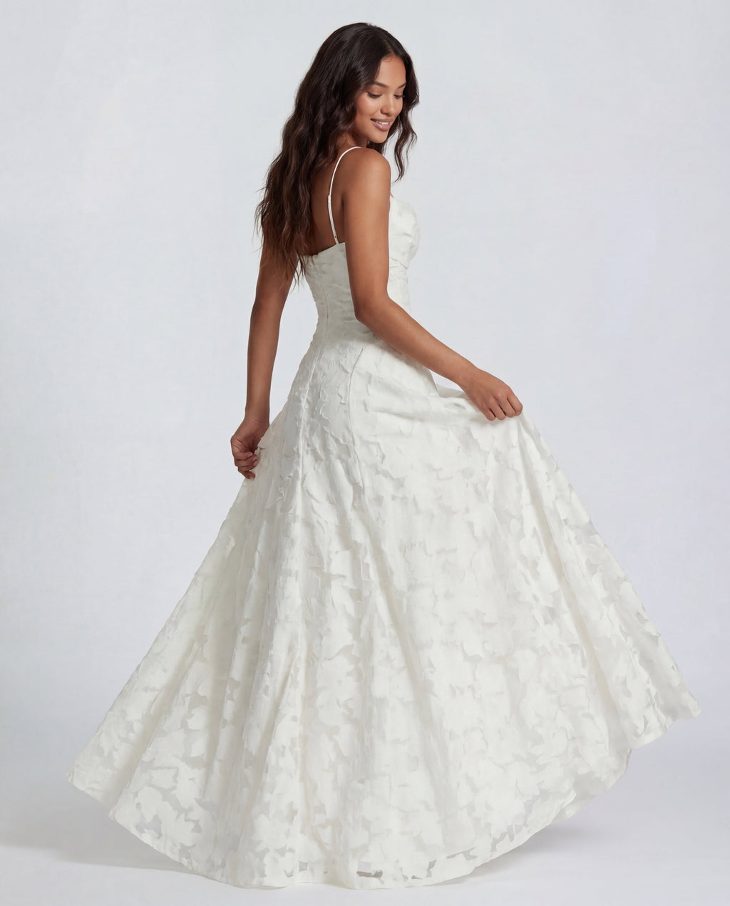 Floral Lace Maxi Dress with Spaghetti Straps and Straight Neckline for Women