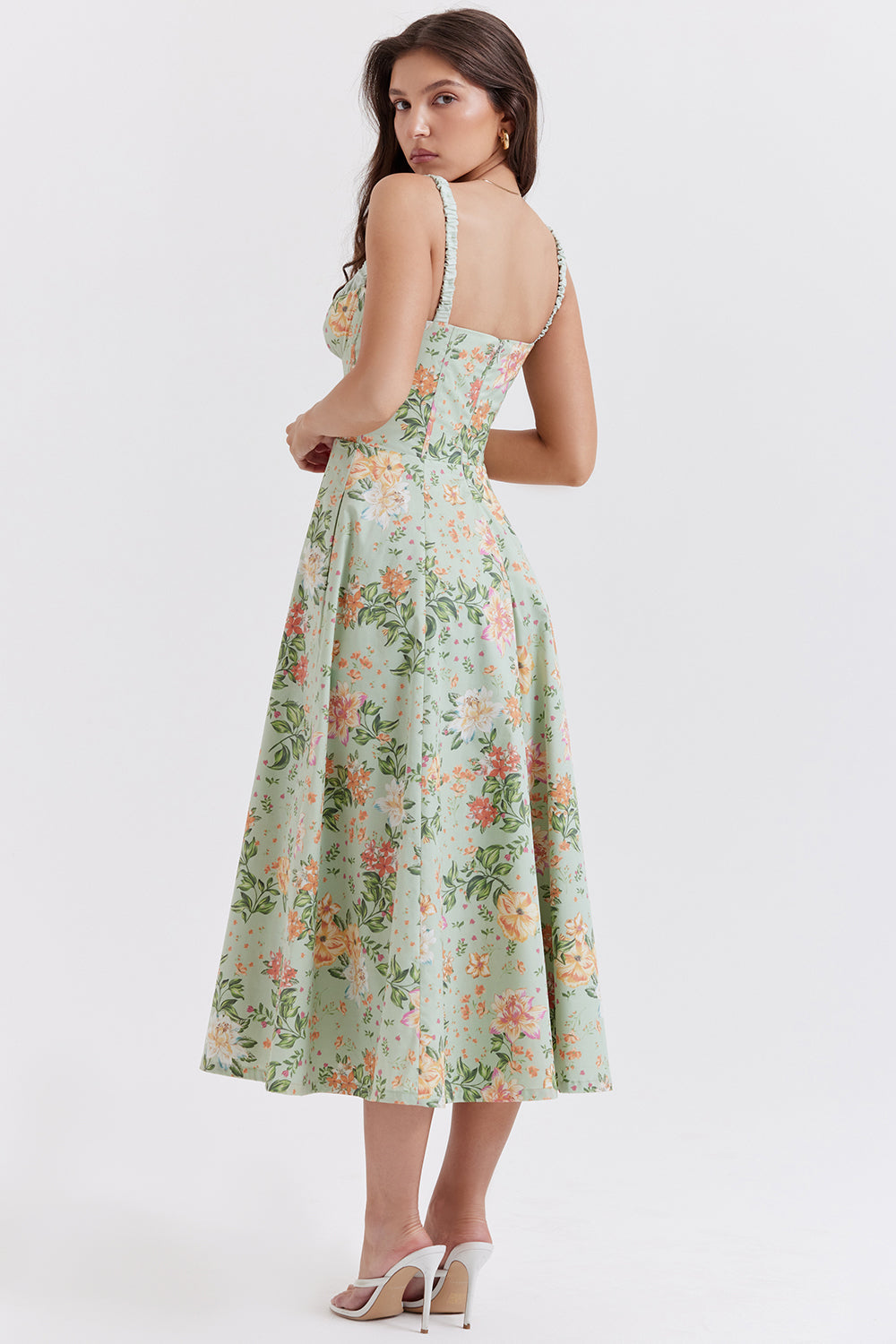 Floral Split Midi Dress | Stretch Fabric | Romantic Spring Sundress
