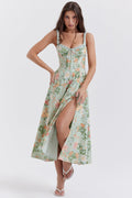 Floral Split Midi Dress | Stretch Fabric | Romantic Spring Sundress