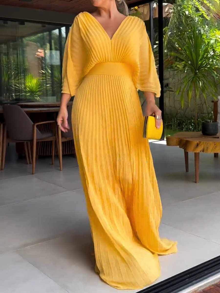 Vibrant Pleated Maxi Dress | Sophisticated Summer Style | Women's Fashion Dress