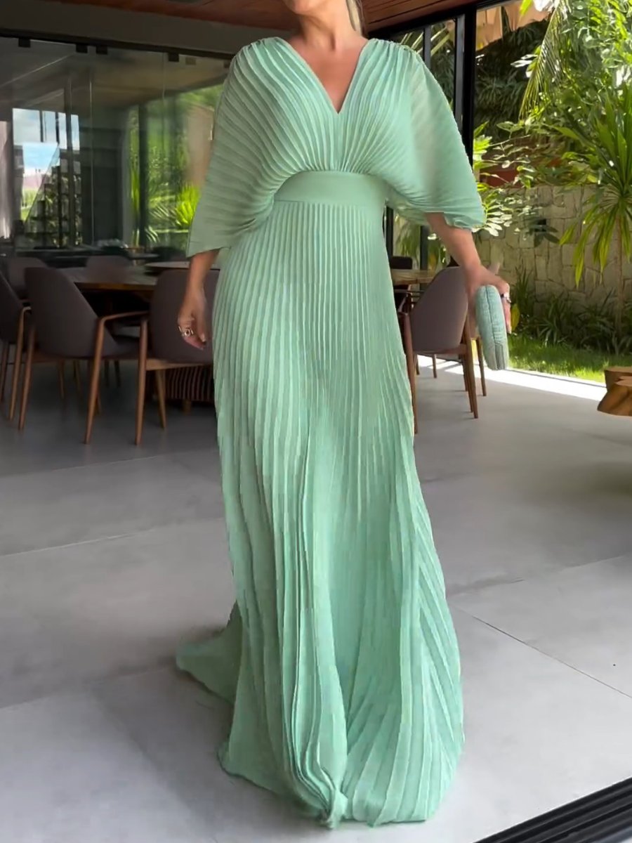 Vibrant Pleated Maxi Dress | Sophisticated Summer Style | Women's Fashion Dress