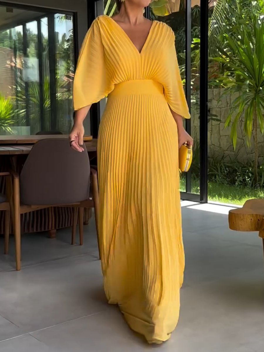 Vibrant Pleated Maxi Dress | Sophisticated Summer Style | Women's Fashion Dress
