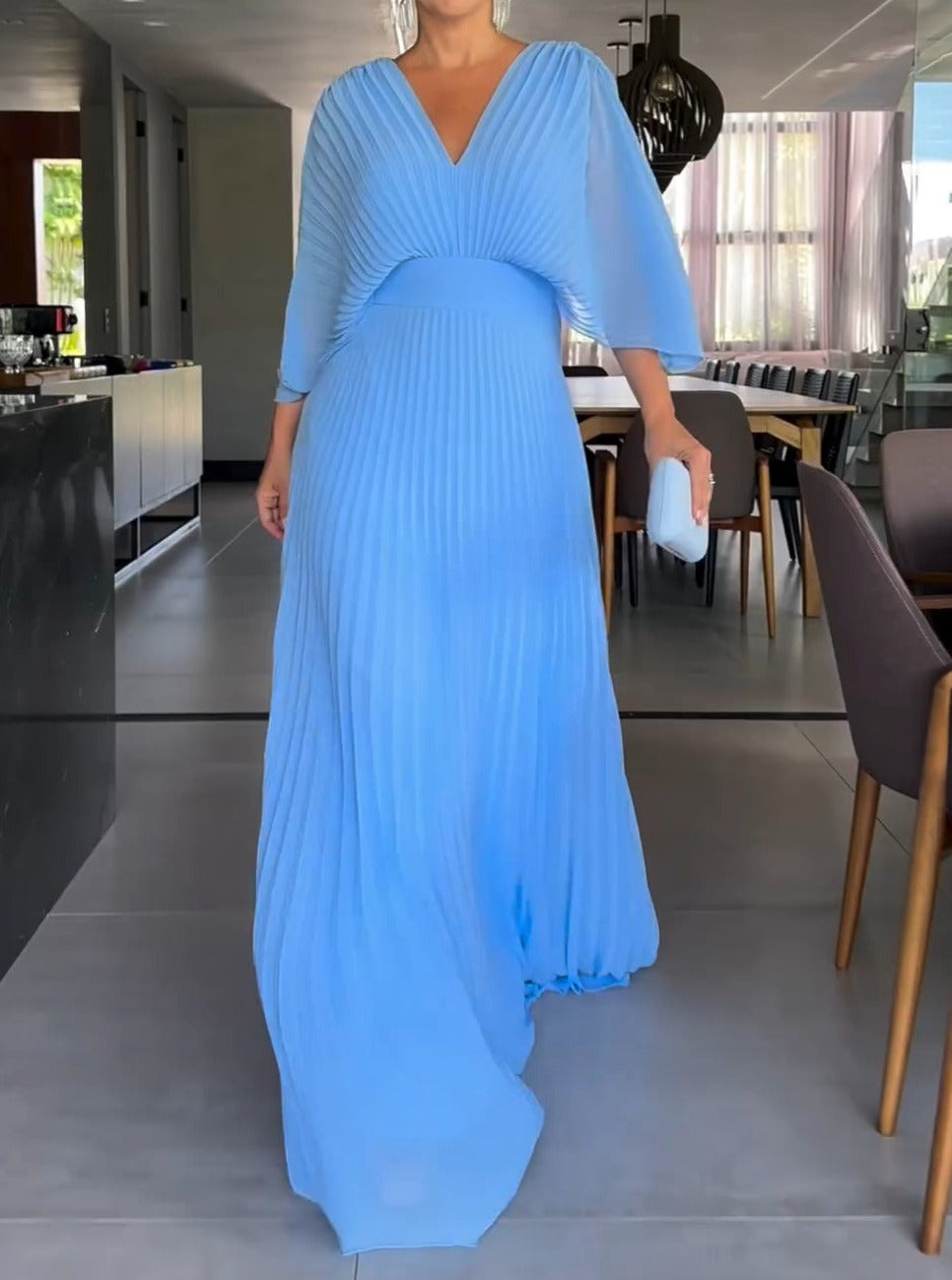 Vibrant Pleated Maxi Dress | Sophisticated Summer Style | Women's Fashion Dress
