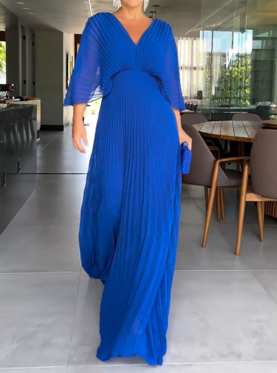 Vibrant Pleated Maxi Dress | Sophisticated Summer Style | Women's Fashion Dress