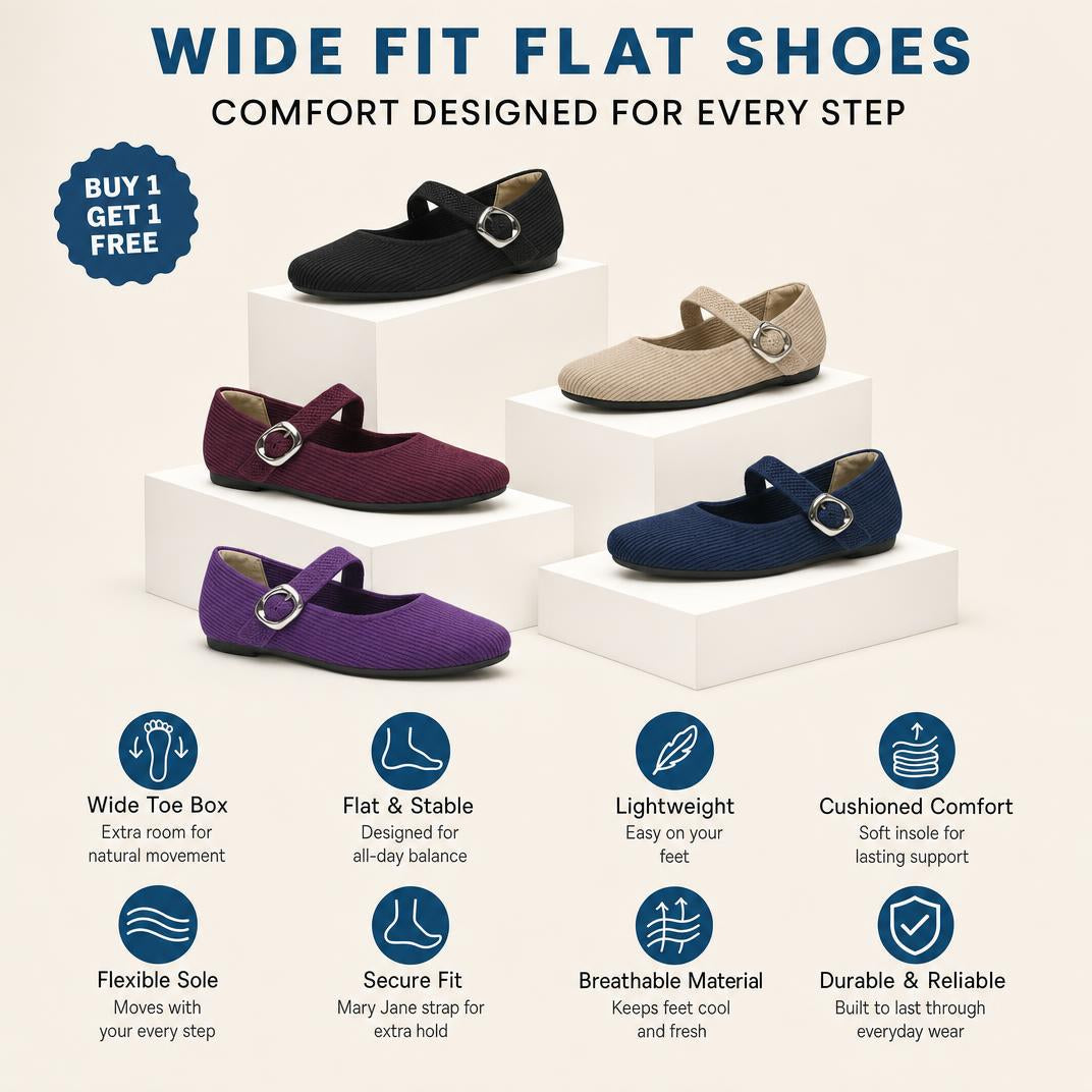 Wide Fit Flat Shoes — comfort designed for every step